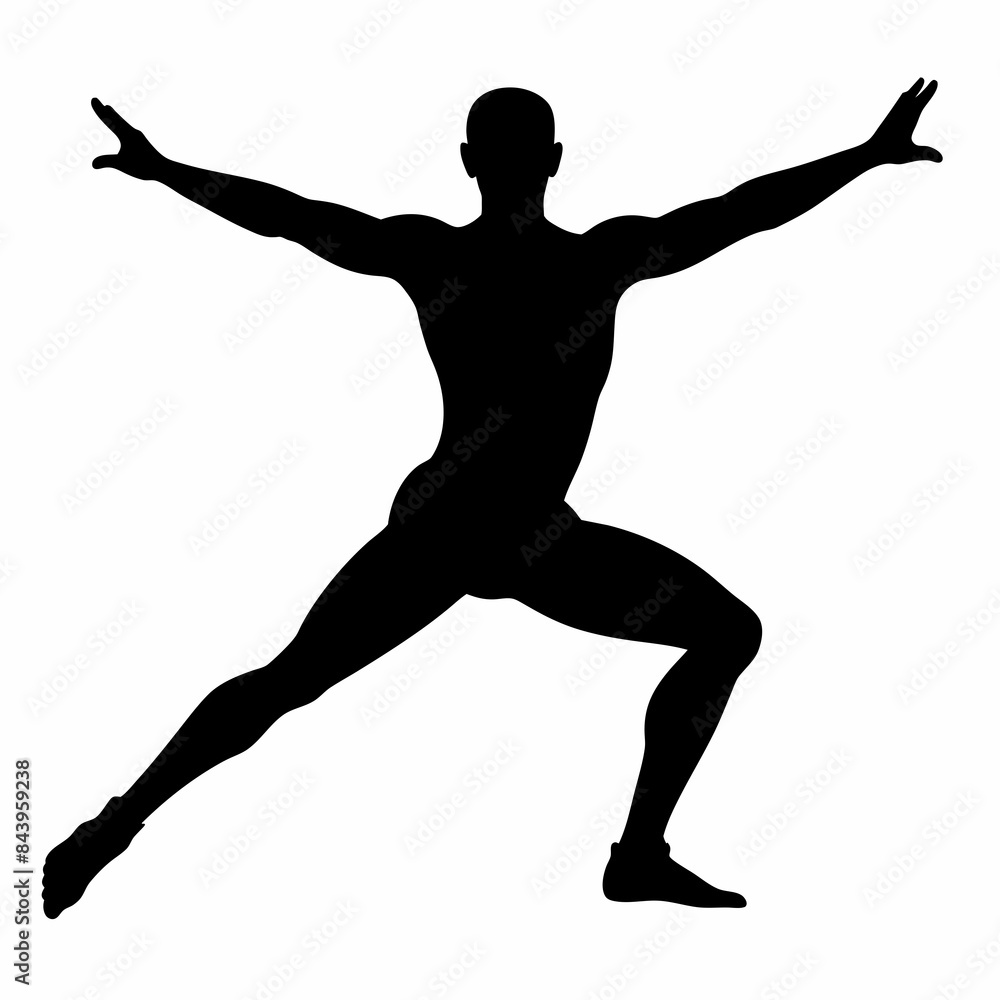 A man stretching his body vector silhouette on white background A man stretching his body vector silhouette on white background