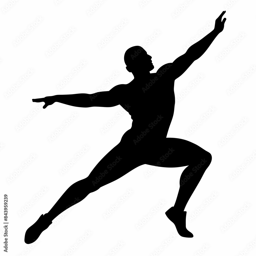 A man stretching his body vector silhouette on white background A man stretching his body vector silhouette on white background