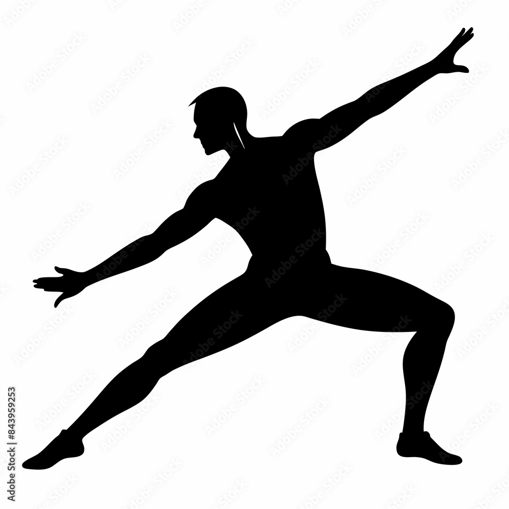 A man stretching his body vector silhouette on white background A man stretching his body vector silhouette on white background