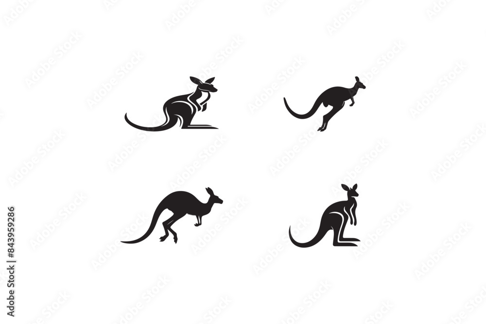 Set of Kangaroo silhouette vector illustration. Set of Kangaroo silhouette vector illustration.