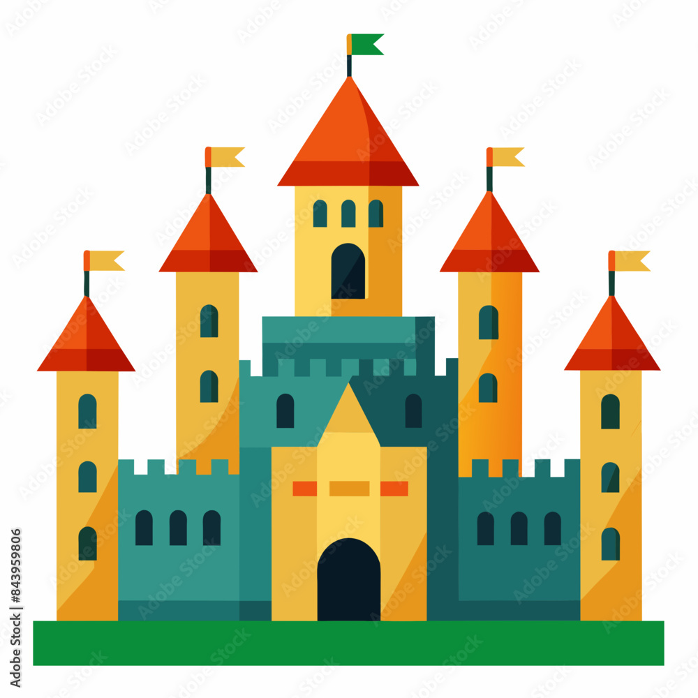 A detailed vector of a medieval castle with towers vector illustration A detailed vector of a medieval castle with towers vector illustration