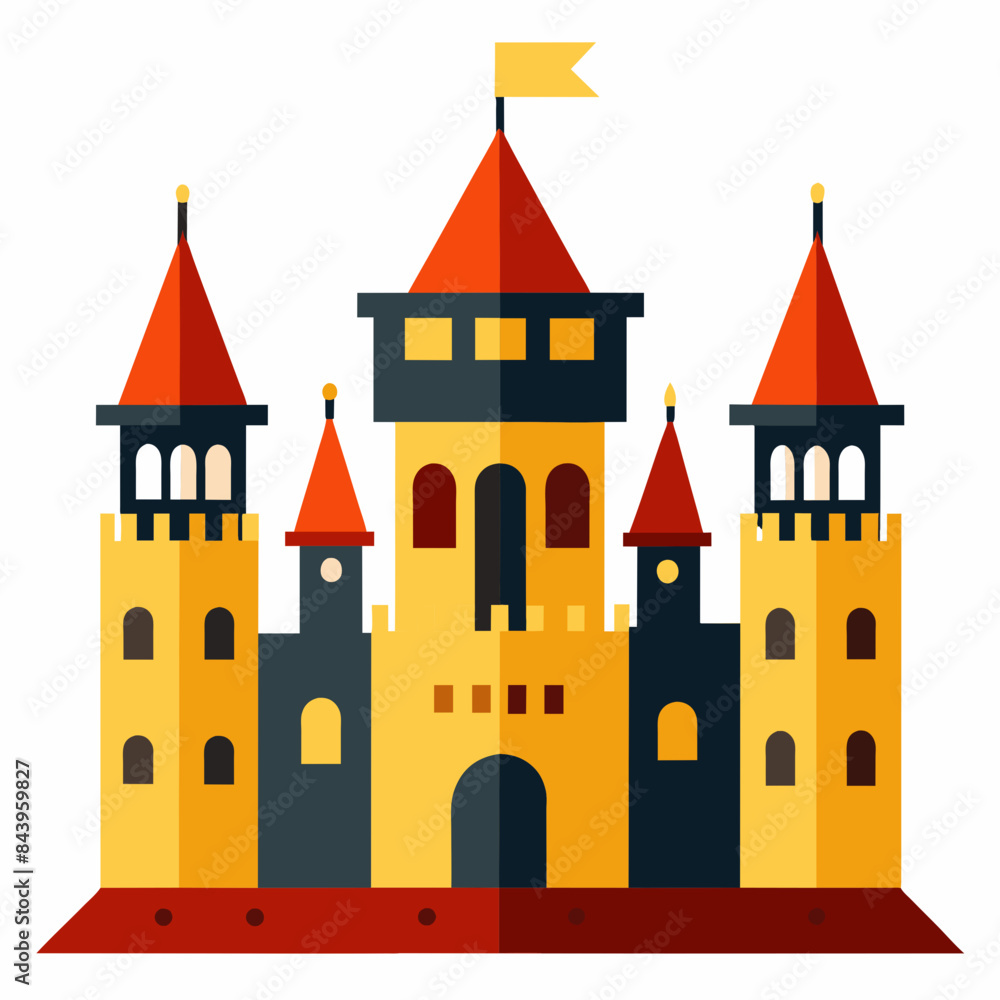 Fototapeta premium A detailed vector of a medieval castle with towers vector illustration 