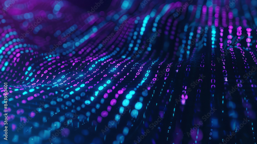 A digital 3D illustration of flowing waves made of blue and pink particles, set against a dark background. The dynamic and vibrant composition evokes a sense of motion and modernity A digital 3D illustration of flowing waves made of blue and pink particles, set against a dark background. The dynamic and vibrant composition evokes a sense of motion and modernity