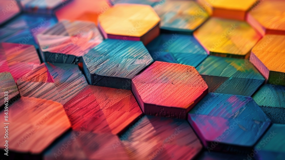 Abstract pattern of colorful wooden hexagonal tiles. Abstract pattern of colorful wooden hexagonal tiles.