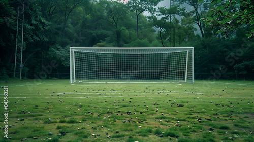 Soccer goal and penalty spot photo