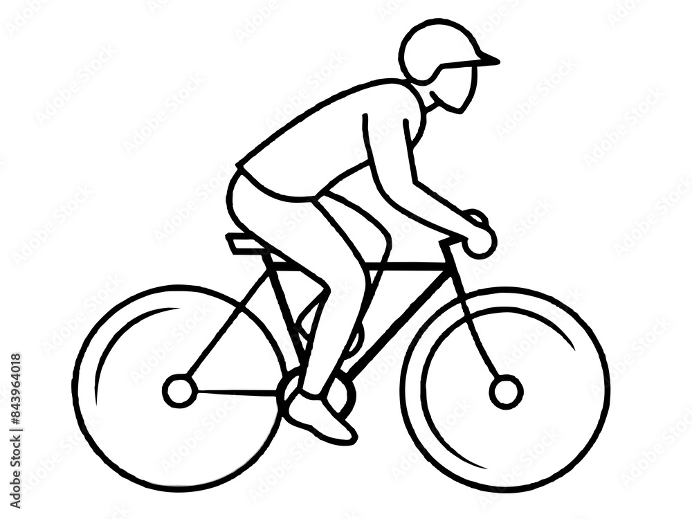 A simple line drawing of a person riding a bicycle A simple line drawing of a person riding a bicycle