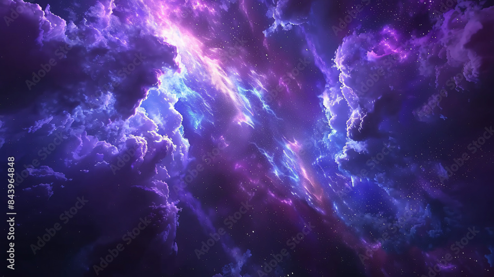 Enchanting cosmic show featuring a colorful nebula, interstellar clouds, and a starry night sky Enchanting cosmic show featuring a colorful nebula, interstellar clouds, and a starry night sky