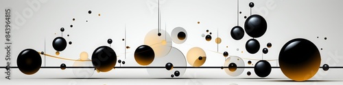 Black, Orange and White Abstract Banner with Circles for LinkedIn, Facebook, AI Generated