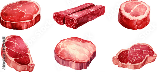 a bunch of meats that are on a white surface