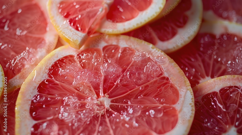 Close up view of pomelo fruit slices Close up view of pomelo fruit slices