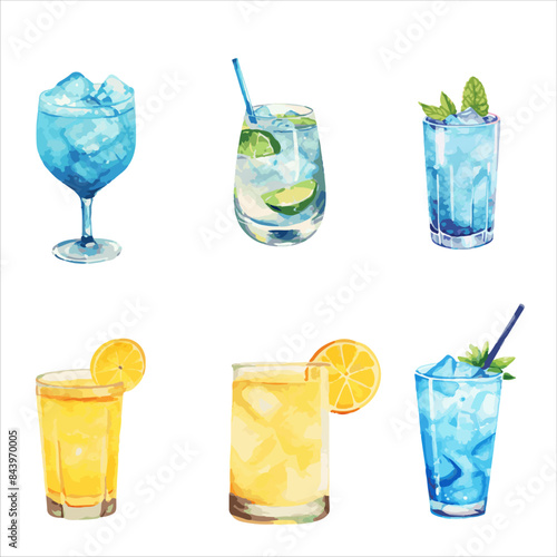 a set of four different types of drinks