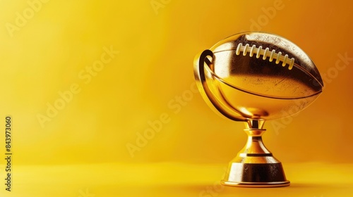 Shiny Gold Trophy with American Football Illustration