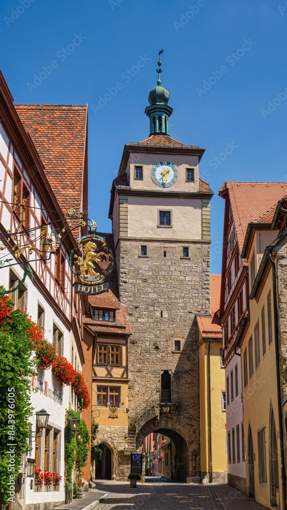Obraz premium White Tower, Rothenburg Ob der Tauber, Bavaria, Germany, Europe