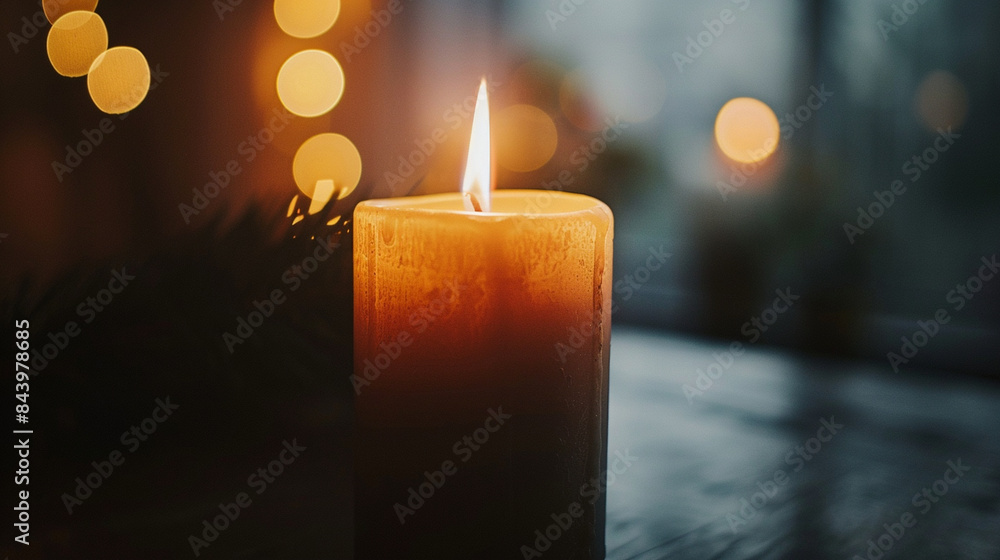 Close-up of a lit candle's flame flickering gently Close-up of a lit candle's flame flickering gently