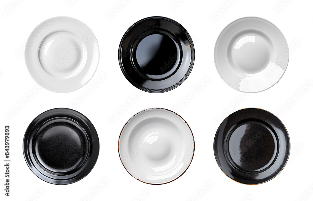 Ceramic plates in various shapes and colors. Ceramic plates in various shapes and colors.