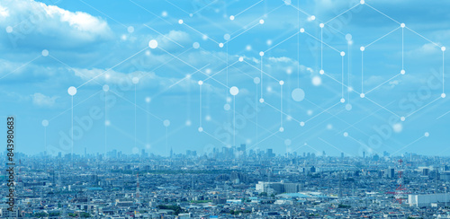 都市のネットワークイメージ、電波、電脳