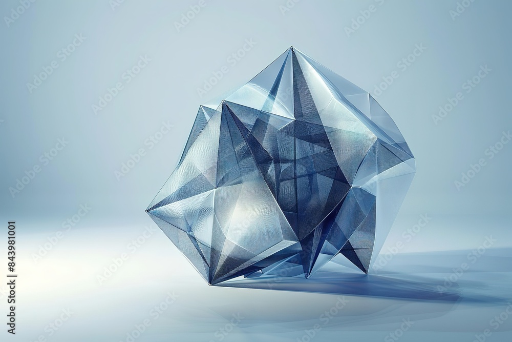 modern conceptual 3D origami polygonal mesh object, elegant geometric design element modern conceptual 3D origami polygonal mesh object, elegant geometric design element