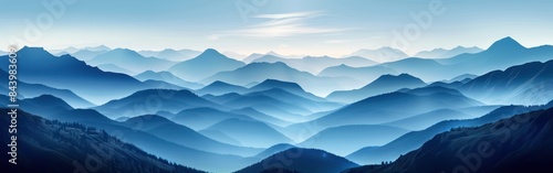 Valley View: Silhouette of Majestic Mountainscape - Panoramic Nature Background for Travel and Adventure Illustration © hisilly