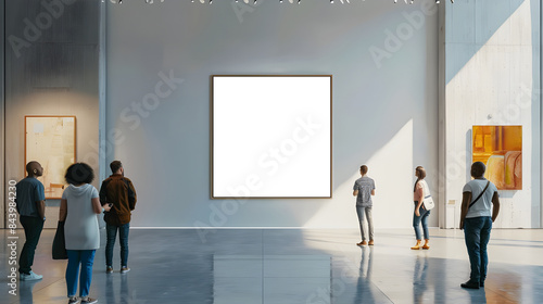 empty frame mockup in museum wall poster mockup