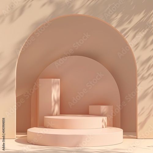 Minimalist Peach-Colored Podiums for Elegant Product Displays © gen_pick