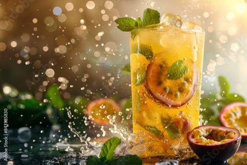 Refreshing Passion Fruit Mojito With Mint photo