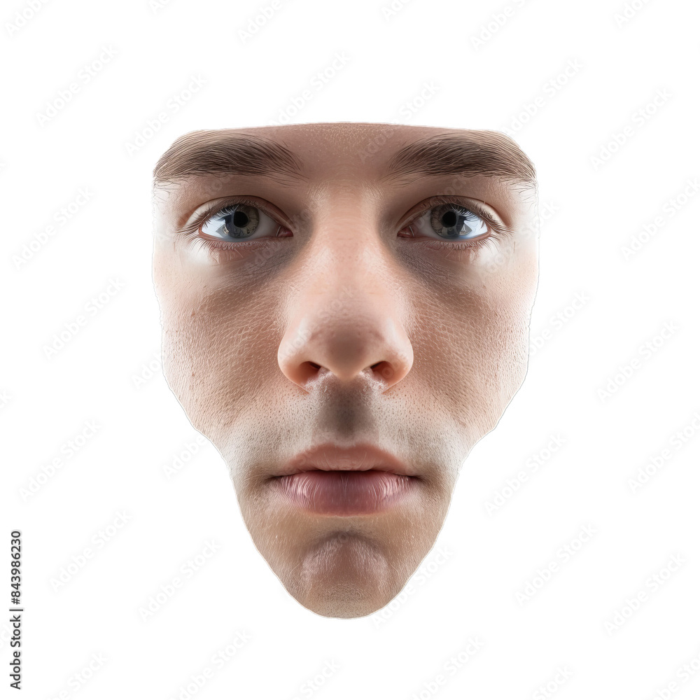 Fototapeta premium High detail 3d rendering of a male face with transparent background, suitable for various designs