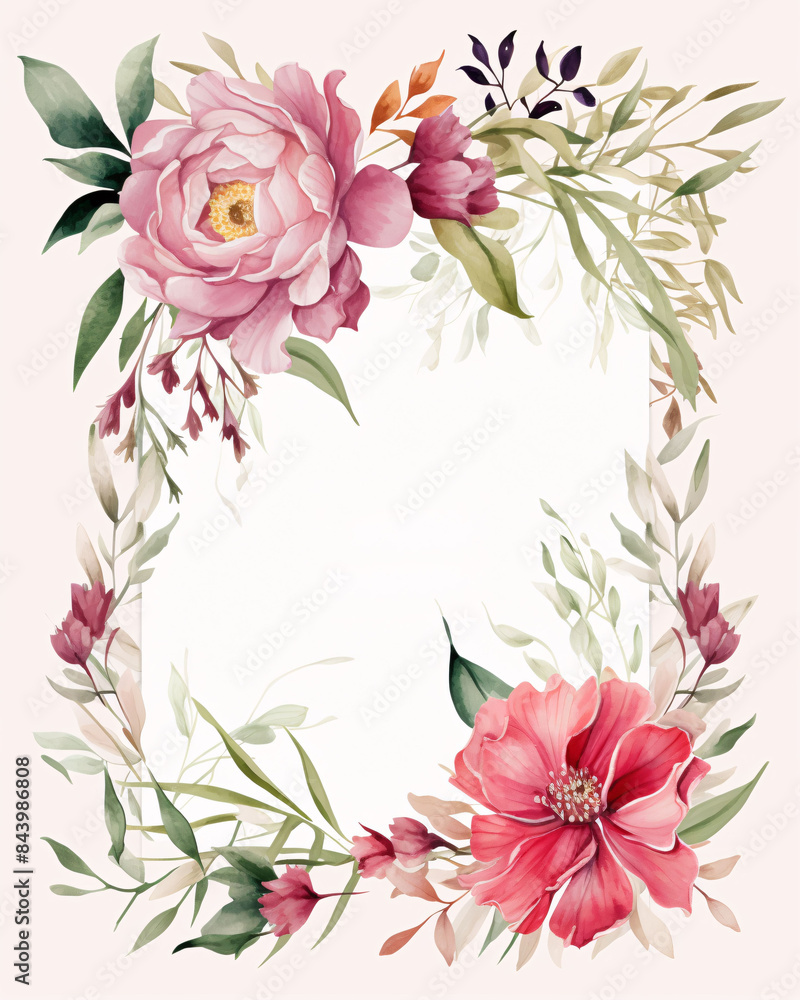 Fototapeta premium floral wedding invitations with blank space
