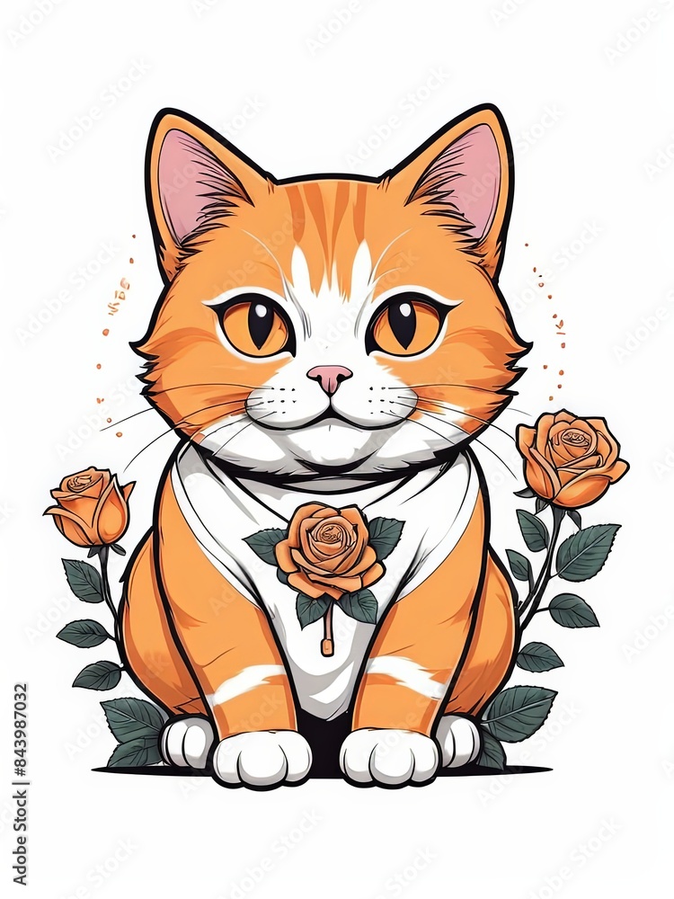 Fototapeta premium illustration of a cat t-shirt design streetwear