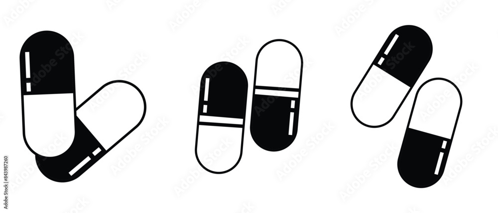 Multiple Pills Icon Pills icon set. Simple and editable pills icons Medicament and ...
