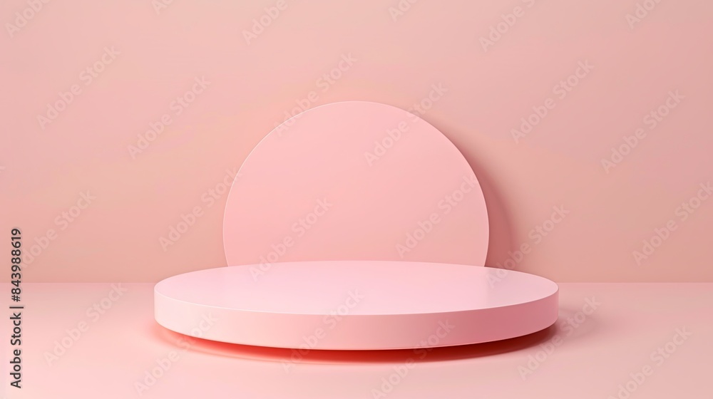 Modern Pink Podium with Round Platform and Soft Lighting Effects Modern Pink Podium with Round Platform and Soft Lighting Effects
