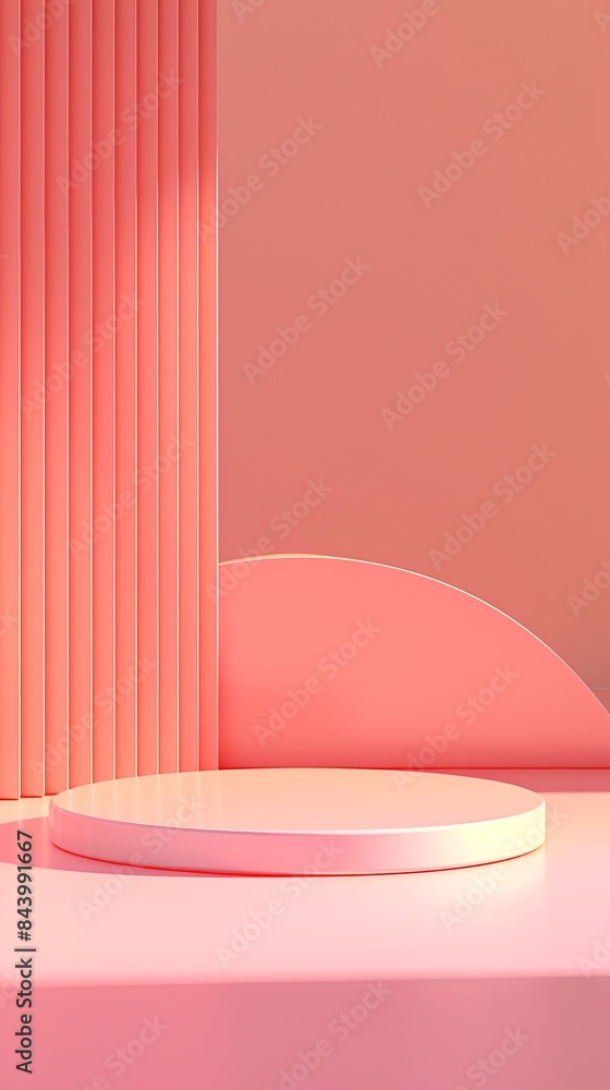 Modern Pink Podium with Round Platform and Soft Lighting Effects Modern Pink Podium with Round Platform and Soft Lighting Effects