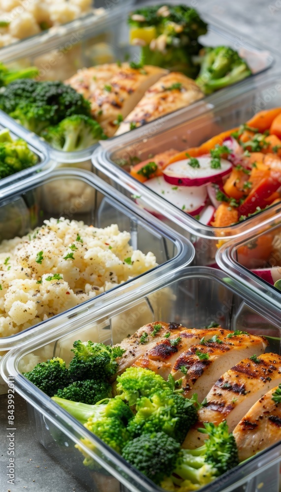 Healthy Keto Meal Prep Containers with Grilled Chicken, Broccoli, Cauliflower Rice, and Veggies for Easy Diet Planning Healthy Keto Meal Prep Containers with Grilled Chicken, Broccoli, Cauliflower Rice, and Veggies for Easy Diet Planning