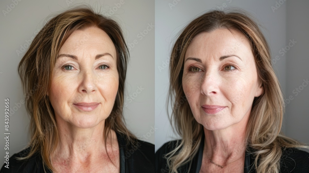 Before and After Results of RF Lifting Treatment on Middle-Aged Woman for Skin Rejuvenation Before and After Results of RF Lifting Treatment on Middle-Aged Woman for Skin Rejuvenation