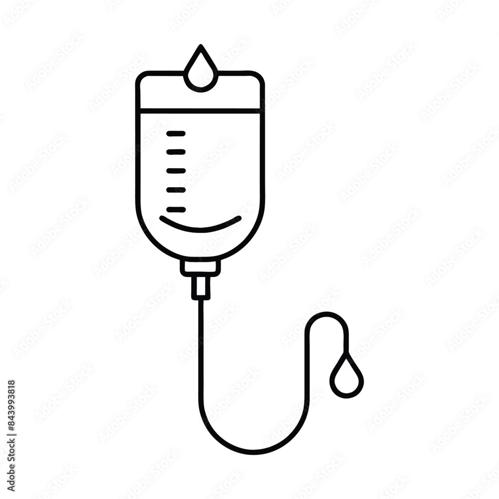 Medical IV Drip Bag Line Art Vector - Intravenous Therapy Icon Medical IV Drip Bag Line Art Vector - Intravenous Therapy Icon