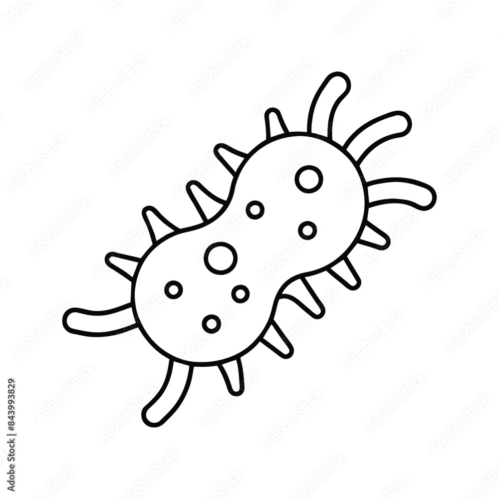 Vector Illustration of a Dividing Bacterium with Spikes and Circular Internal Structures Vector Illustration of a Dividing Bacterium with Spikes and Circular Internal Structures