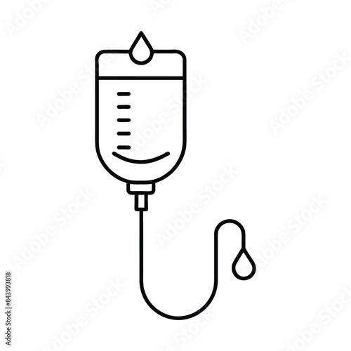 Medical IV Drip Bag Line Art Vector - Intravenous Therapy Icon