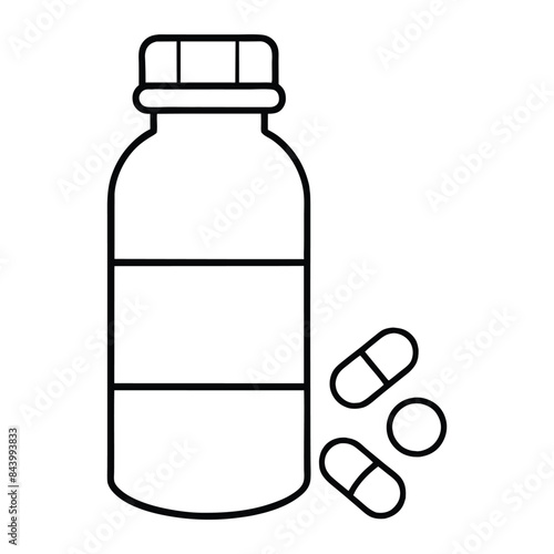 Vector illustration of a medicine bottle with pills
