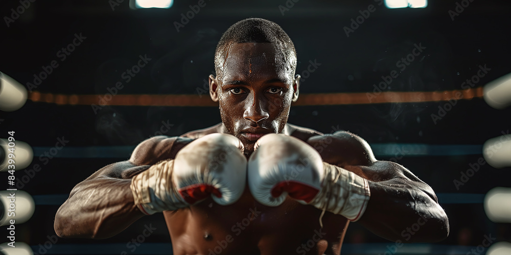 Portrait of male boxer with his hands wrapped Portrait of male boxer with his hands wrapped