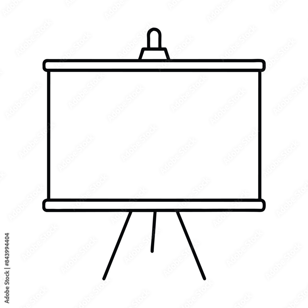 Blank Projection Screen Vector Illustration - Outline Icon of Empty Presentation Board on Tripod Stand Blank Projection Screen Vector Illustration - Outline Icon of Empty Presentation Board on Tripod Stand