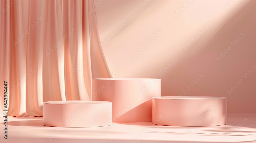 Modern Pink Podium with Round Platform and Soft Lighting Effects Modern Pink Podium with Round Platform and Soft Lighting Effects