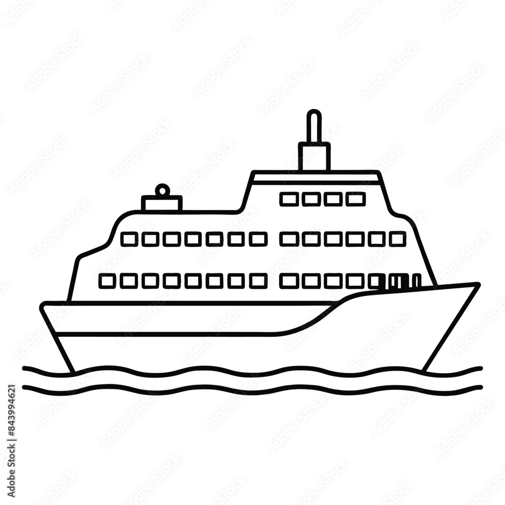 Obraz premium Large Ferry or Passenger Ship Used for Transportation - Vector Illustration