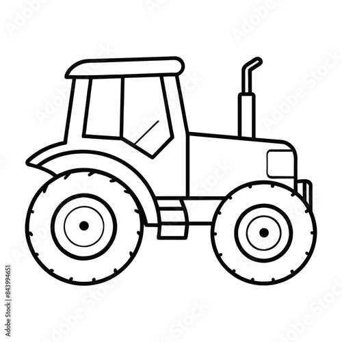 Simple tractor outline vector illustration