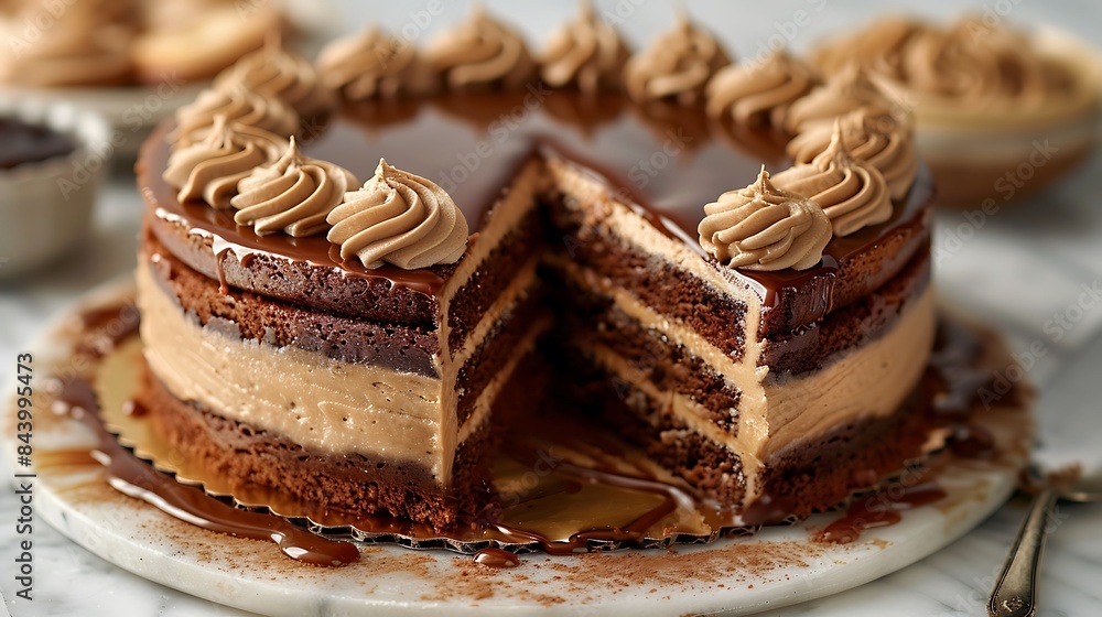 rich and indulgent caramel cake cut out on an isolated simple minimalist background rich and indulgent caramel cake cut out on an isolated simple minimalist background