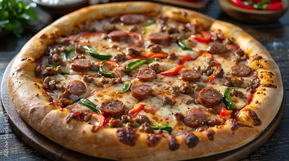 sausage and pepper pizza cut out on an isolated simple minimalist background sausage and pepper pizza cut out on an isolated simple minimalist background