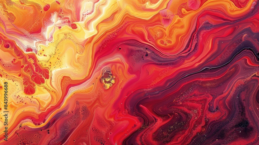 A vibrant painting capturing the intense heat and beauty of a flame. The artwork displays a stunning pattern of amber, orange, and peach colors, reminiscent of a geological phenomenon AIG50