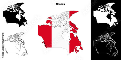 Canada blank outline map set