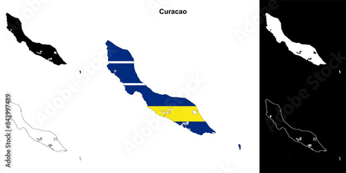 Curacao blank outline map set