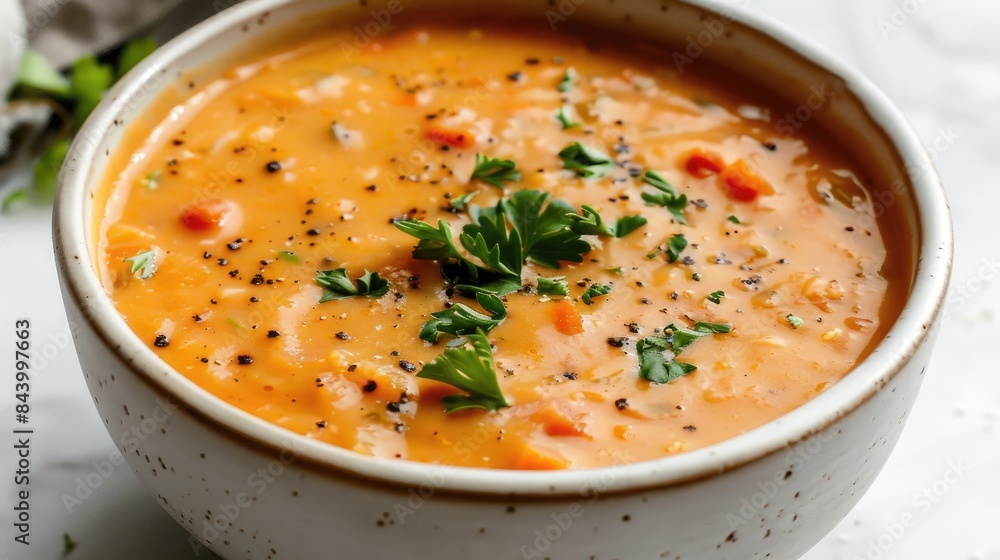 Creamy bean soup in a white background bowl Creamy bean soup in a white background bowl