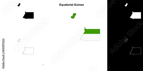 Equatorial Guinea blank outline map set