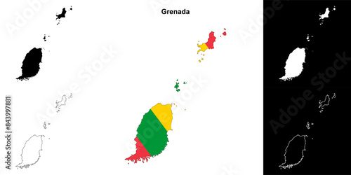 Grenada blank outline map set